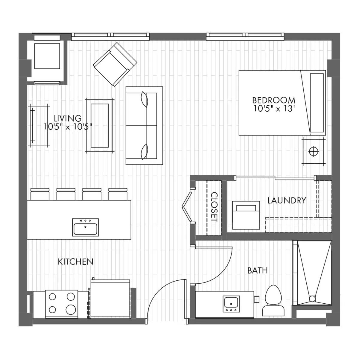 Квартира 7 на 7 планировка 1 Bedroom Micro Apartments Floor Plan S