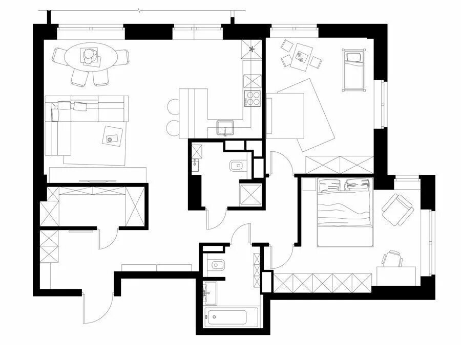 Квартира 80 кв м планировка Пин на доске Interior: floor plan Планировки, Квартира, Интерьер