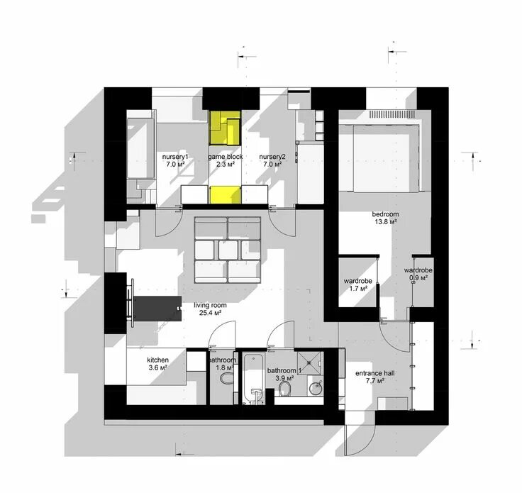 Квартира 80 кв м планировка Gallery of Bagritsky / Ruetemple - 30 Floor plans, Minimal scandinavian interior