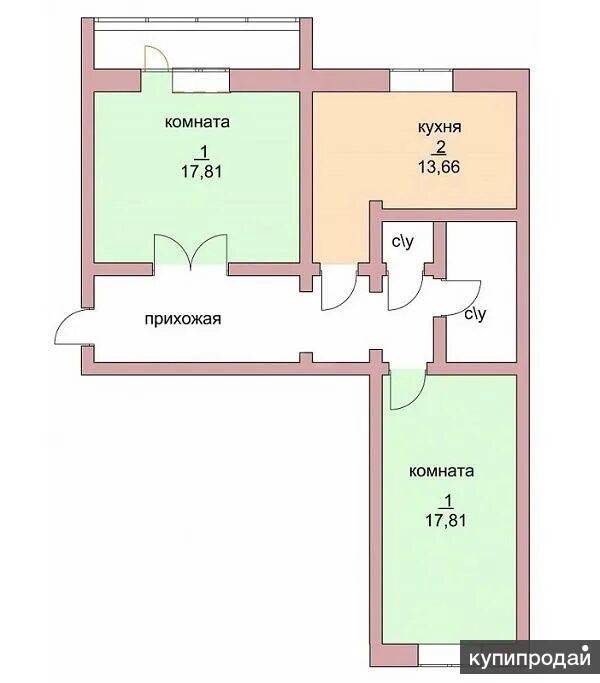 Квартира 97 серии планировка 2 комнатная 2-к квартира, 65 м2, 5/10 эт. в Челябинске