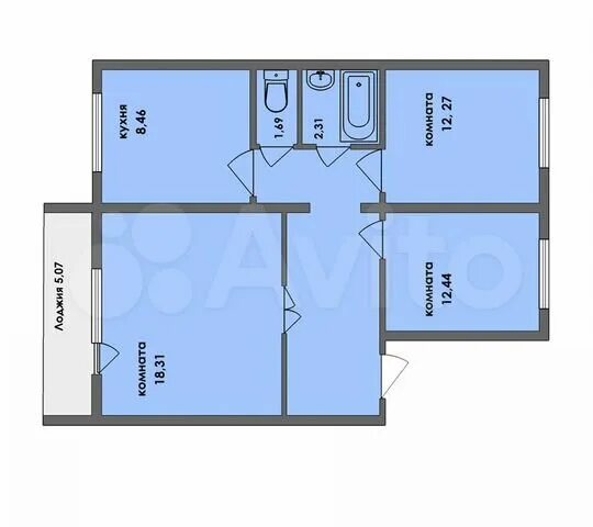 Квартира 97 серии планировка 2 комнатная 3-к квартира, 64 м², 3/5 эт. на продажу в Чебаркуле Купить квартиру Авито