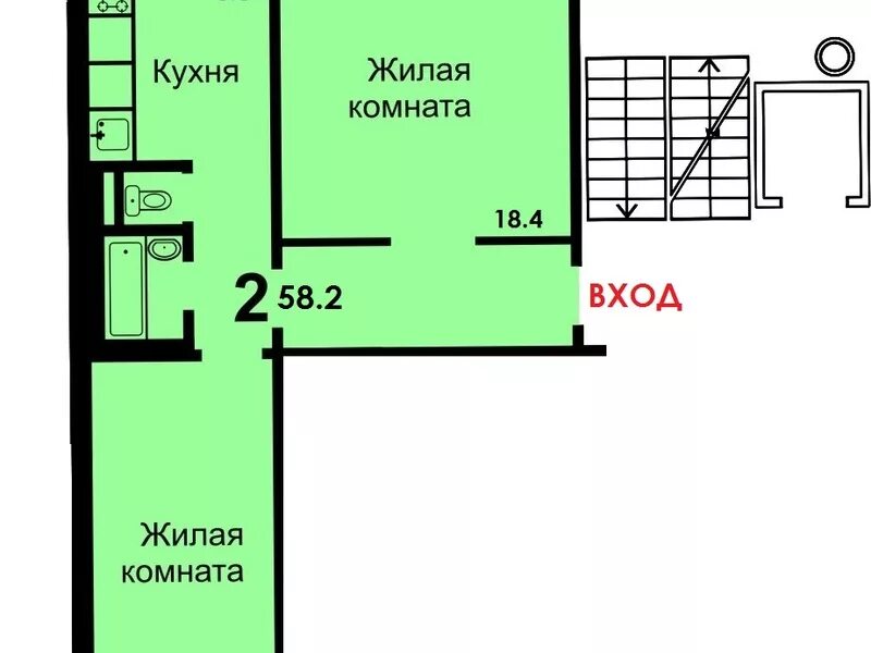 Квартира 97 серии планировка 2 комнатная Продается 2-х комнатная квартира 97 серии. - двухкомнатная, Комсомольский проспе