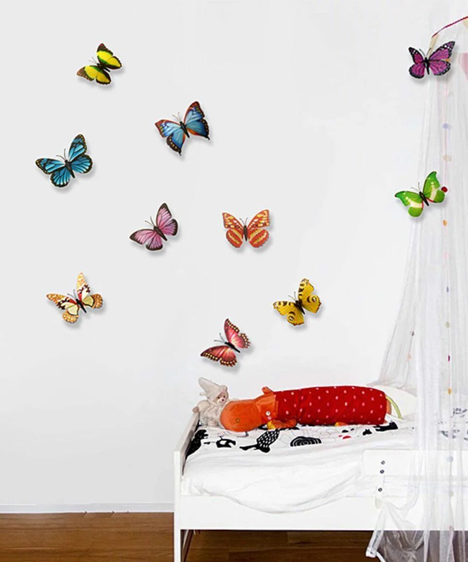 Квартира бабочка фото Walplus 3-D Butterfly Decal Set Butterfly wall decals, Wall decals, Butterfly de