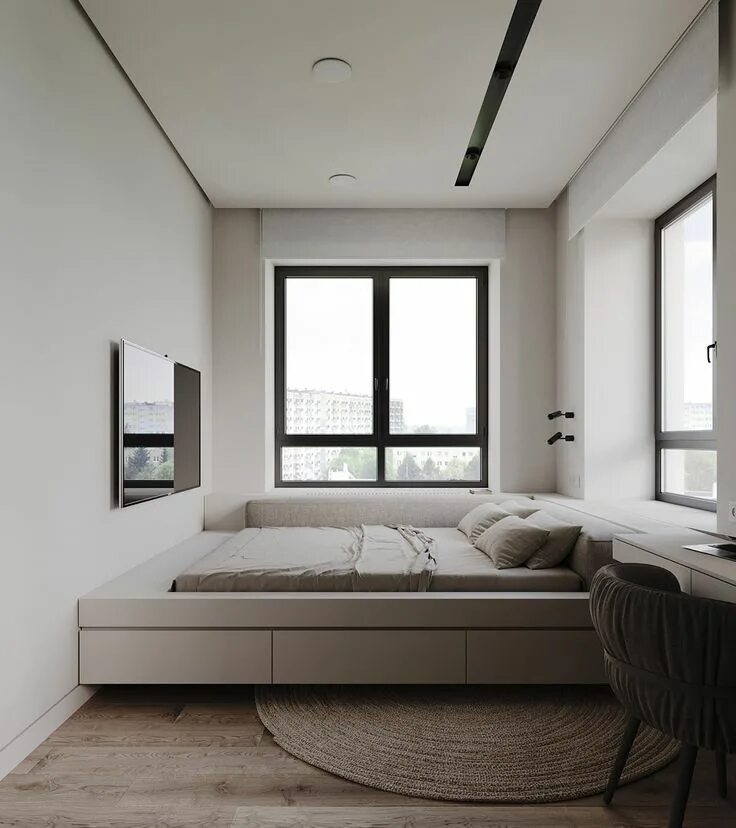 Квартира без окон фото 4 Super Swish Interiors With a Chic Neutral Palette Small room bedroom, Home roo