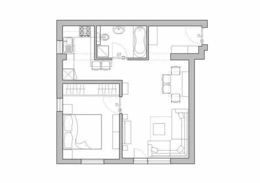 Квартира без планировки Delightful and Modern Apartment Design from Studio Neopolis - Design Swan Apartm