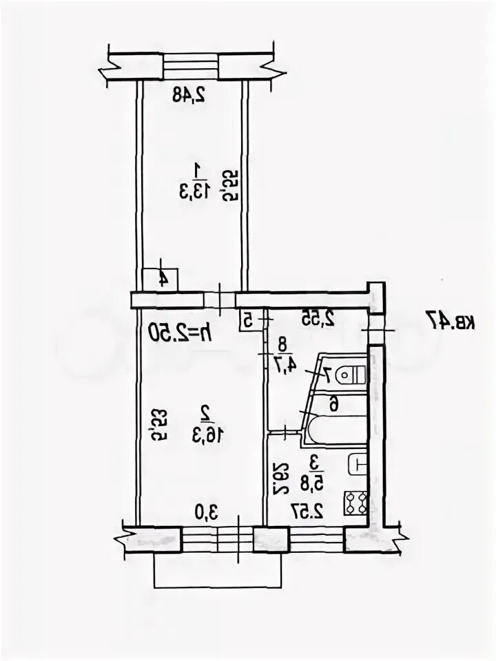 Квартира брежневка планировка 2 комнатная 2-к квартира, 46 м², 5/5 эт. на продажу в Новокузнецке Купить квартиру Авито