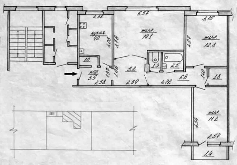 Квартира чешка планировка 3 комн. кв., О. Соломовой (чешка) 5/5П, 73.0/43.1/9.0 в Гродно, Гродно, объявлен