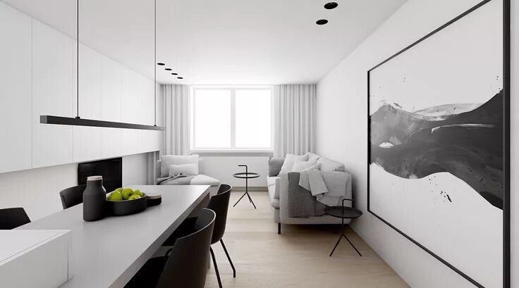 Квартира дизайн интерьера минимализм 4 Monochrome, Minimalist Spaces Creating Black and White Magic White interior de