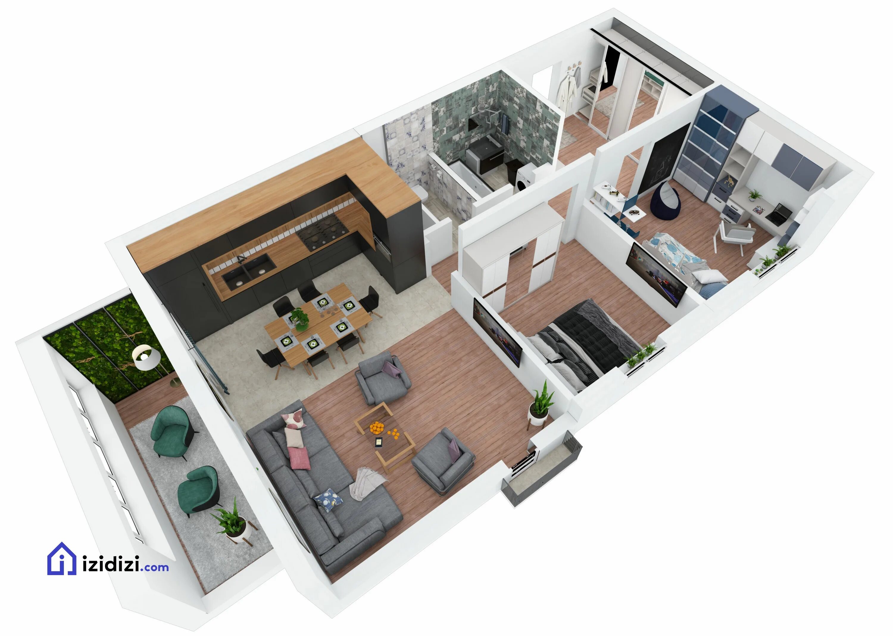 Квартира евро 2 планировка Планировка евротрешки в объеме с дизайном Apartment layout, House floor plans, H