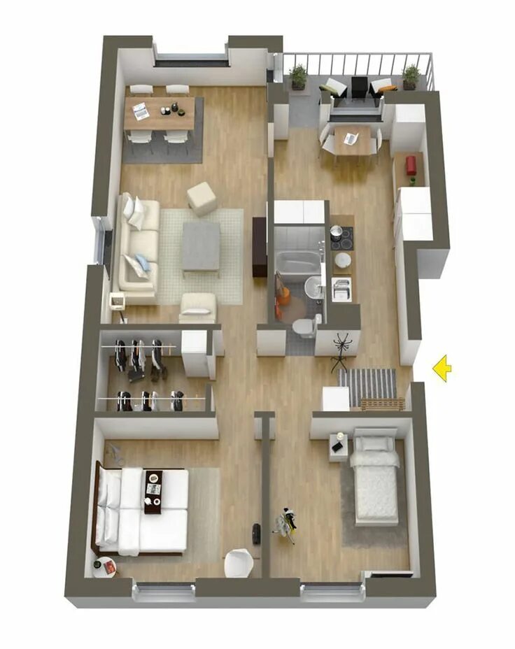 Квартира евротрешка планировка 20 plantas de apartamentos de 2 quartos - limaonagua House floor plans, 3d house