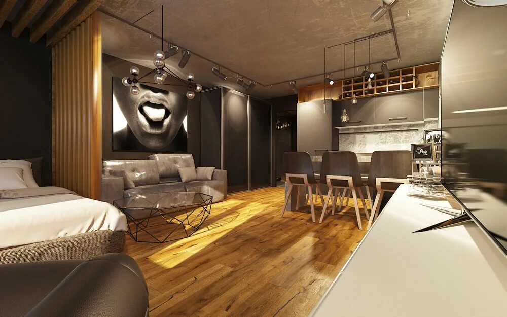 Квартира холостяка дизайн Студия 39 м2 в стиле "Лофт" для холостяка. Новосибирск, автор Татьяна Лейтан, ко