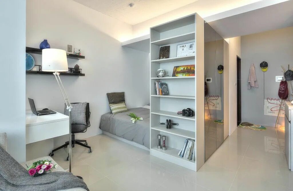 Квартира как правильно оформление A 345-Square-Foot Open-Plan Apartment Spiced With a Dash of Privacy Wohnung einr