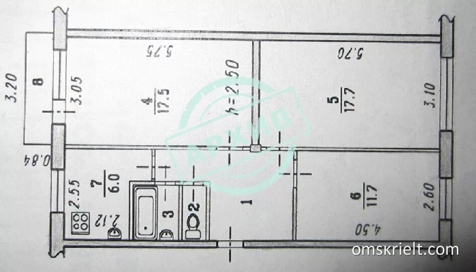 Квартира ленинградка планировка Продам 3-комнатную квартиру в Омске, 64 кв.м