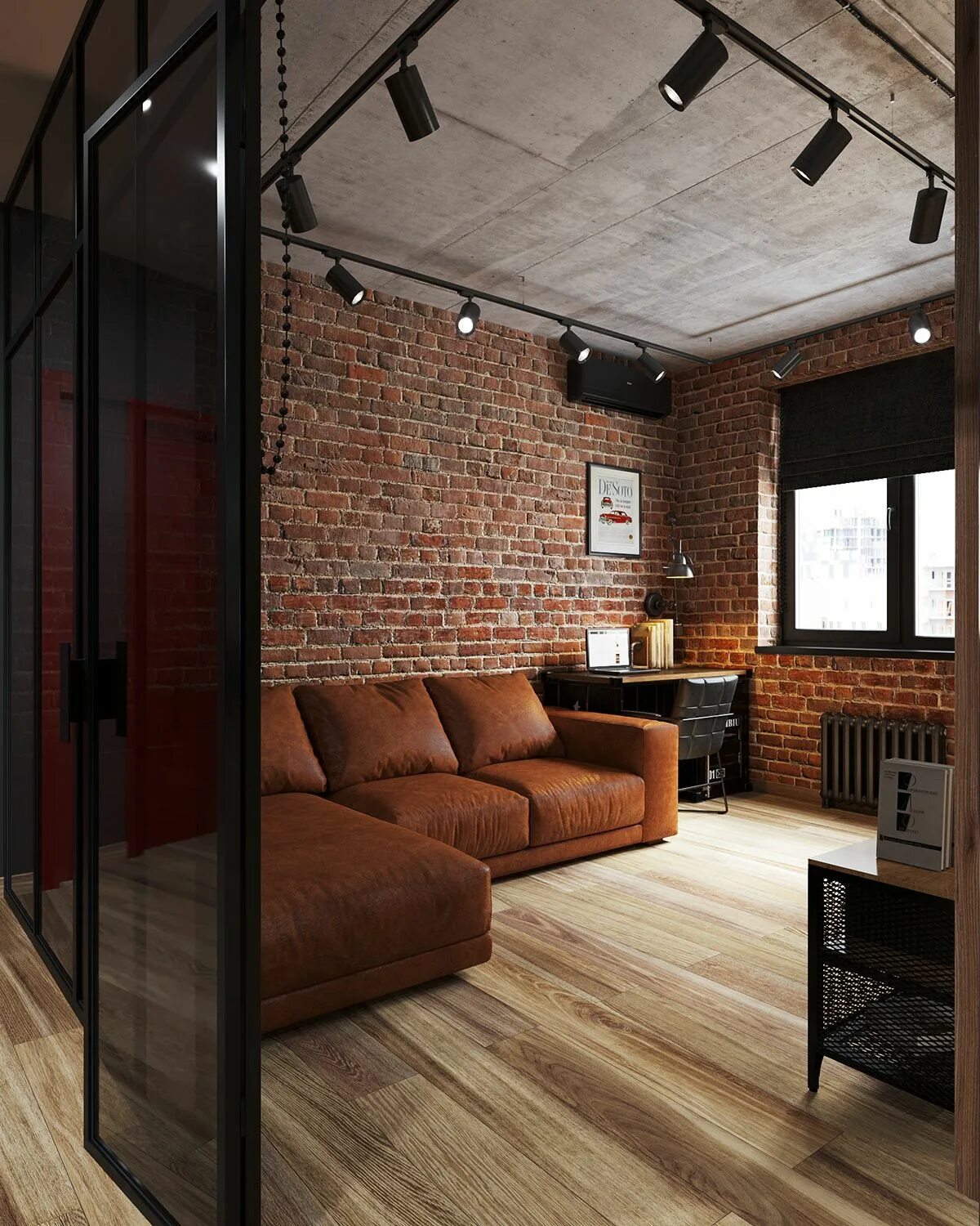 Квартира лофт дизайн фото Loft apartment in Moscow Designer: IntDesignBuro in 2023 Brick living room, Indu