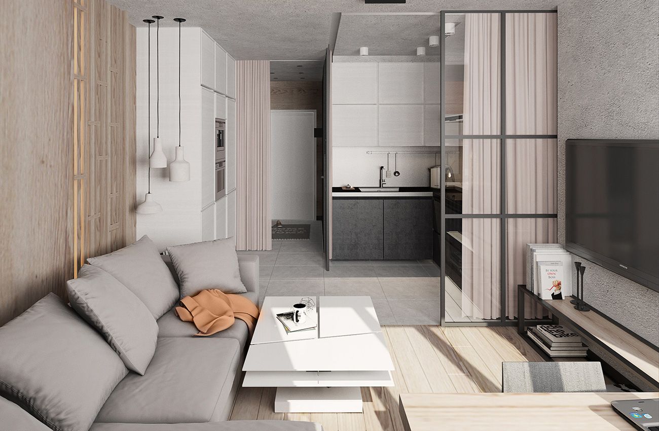Квартира максим фото Уютная студия 33 м² для молодой пары в Красногорске Квартира, Жилые помещения, К