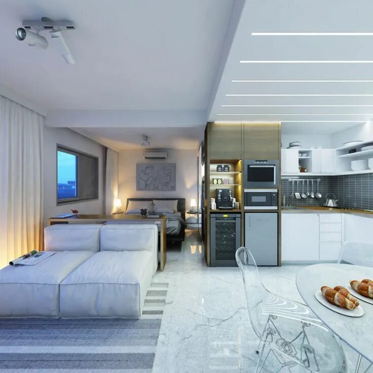 Квартира максим фото квартира-студия Small apartment design, Small apartments, White marble floor