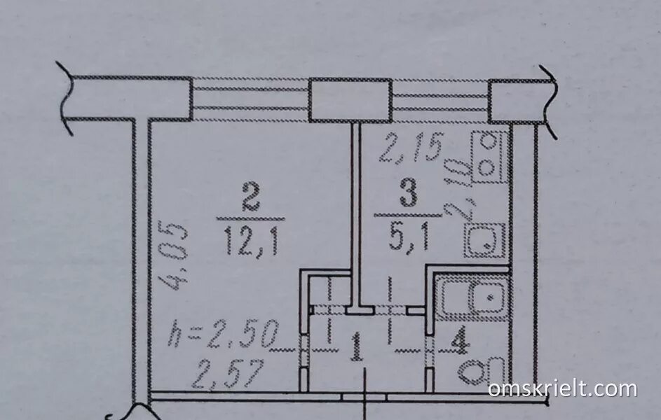 Квартира малосемейка планировка Продам 1-комнатную квартиру в Омске, 21.4 кв.м