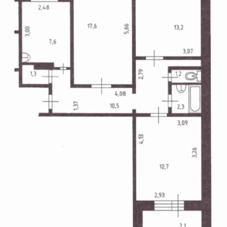 Квартира московская планировка тольятти размеры Квартира, 3 комнаты, 65 м² - купить в Тольятти, цена 2 420 000 руб., продано 27 