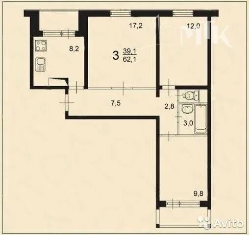 Квартира московской планировки 3 комнаты Продажа 3-комнатная квартира в Москве - Москва, улица Корнейчука, 41, квартира у