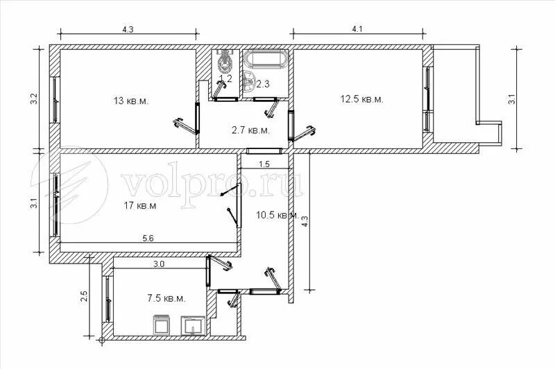 Квартира московской планировки 3 комнаты Размеры комнат московской планировки - Дом Мебели.ру