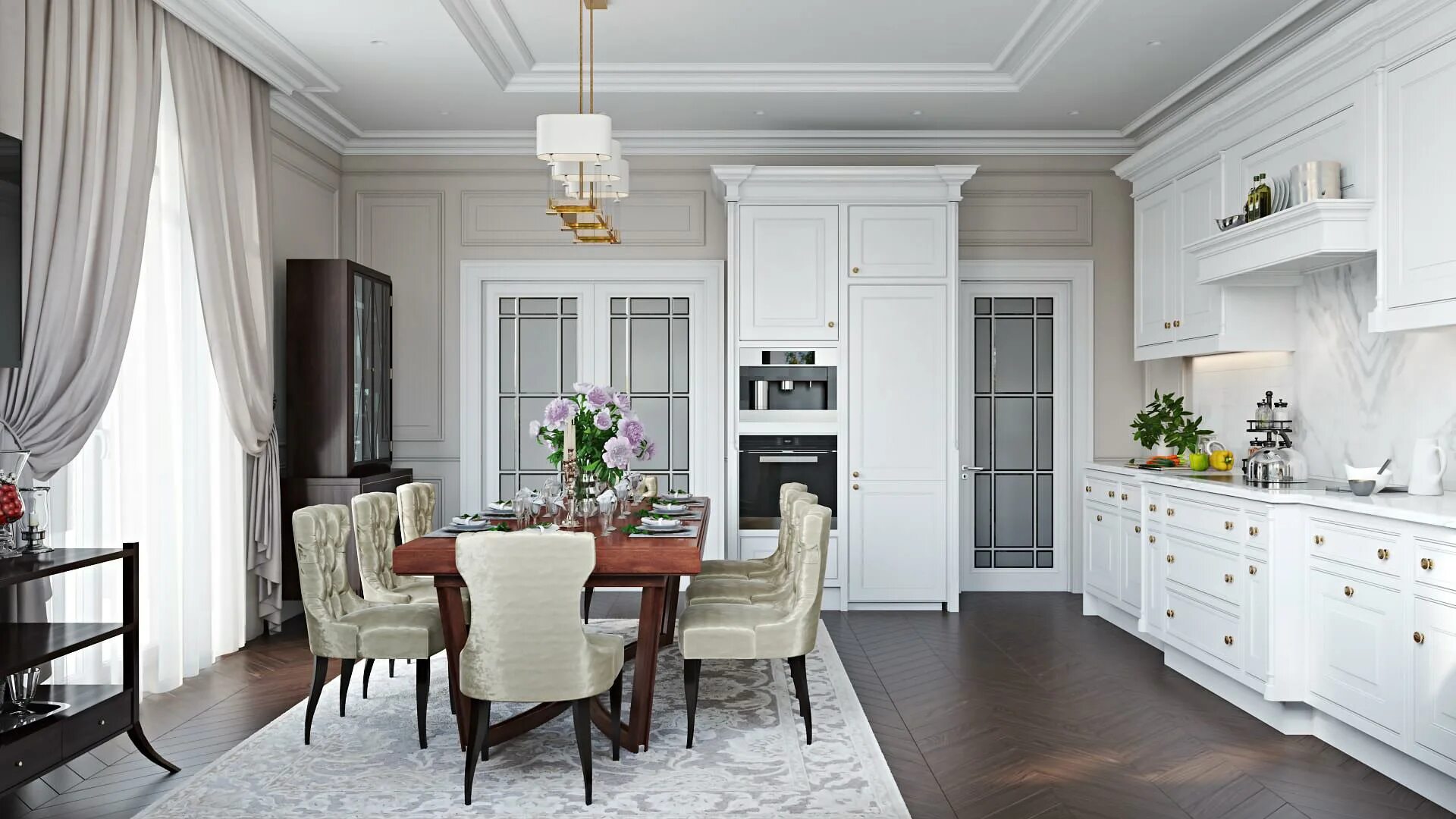 Квартира неоклассика фото Classical House Design DiningRoom/Hall 3DVisualization :: Behance