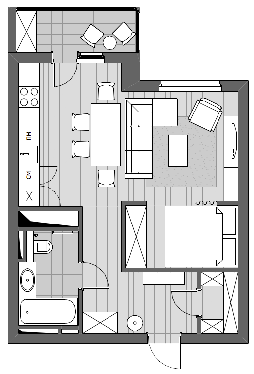 Квартира однушка планировка План перепланировки однокомнатной квартиры Small apartment plans, Apartment layo