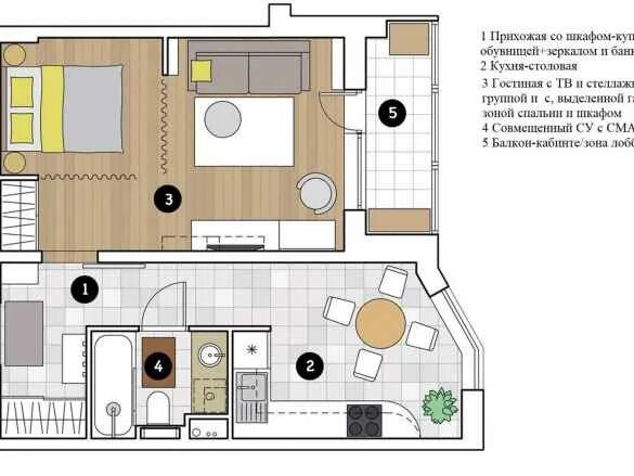 Квартира однушка планировка Генерала Белова улица, д.28к2 (Домодедовская), 1-комнатная квартира, 40 м2