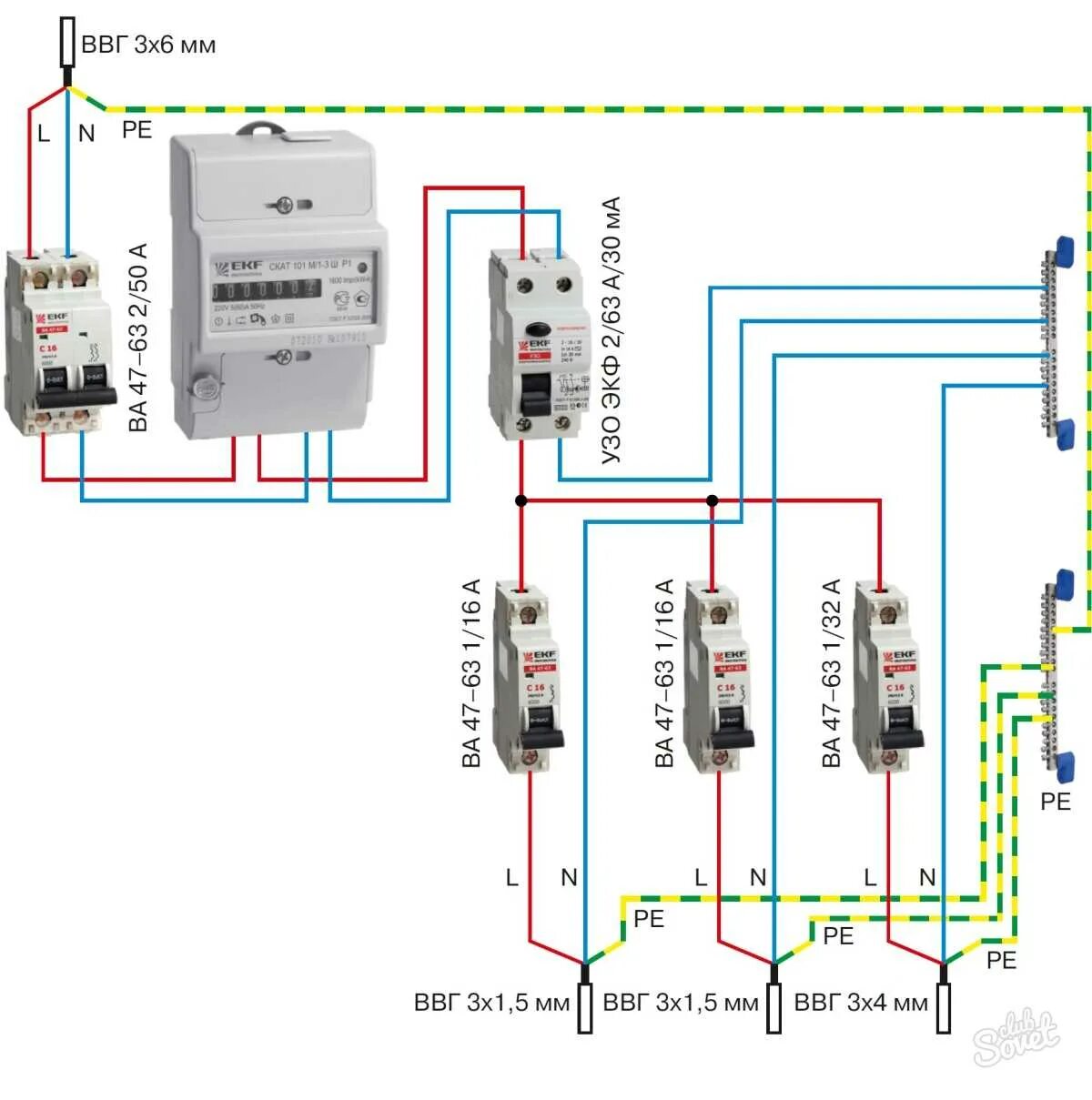 Квартира подключение схема узо Как правильно подключить автомат: найдено 88 изображений