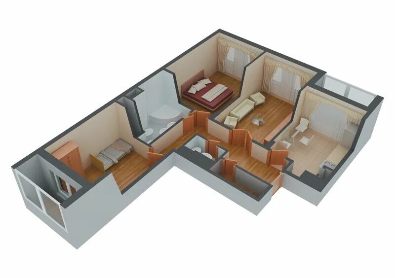 Квартира распашонка 3 комнатная планировка ЖК "Ривьера Парк" продажа новостройки город Подольск улица Парковая, д. 3 - ново