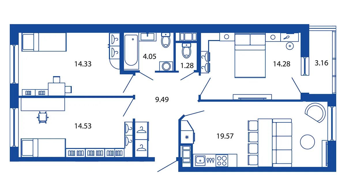 Квартира распашонка 3 комнатная планировка Продажа 4-комнатной квартиры в ЖК "Полис на Московской", стоимостью от 8 745 000