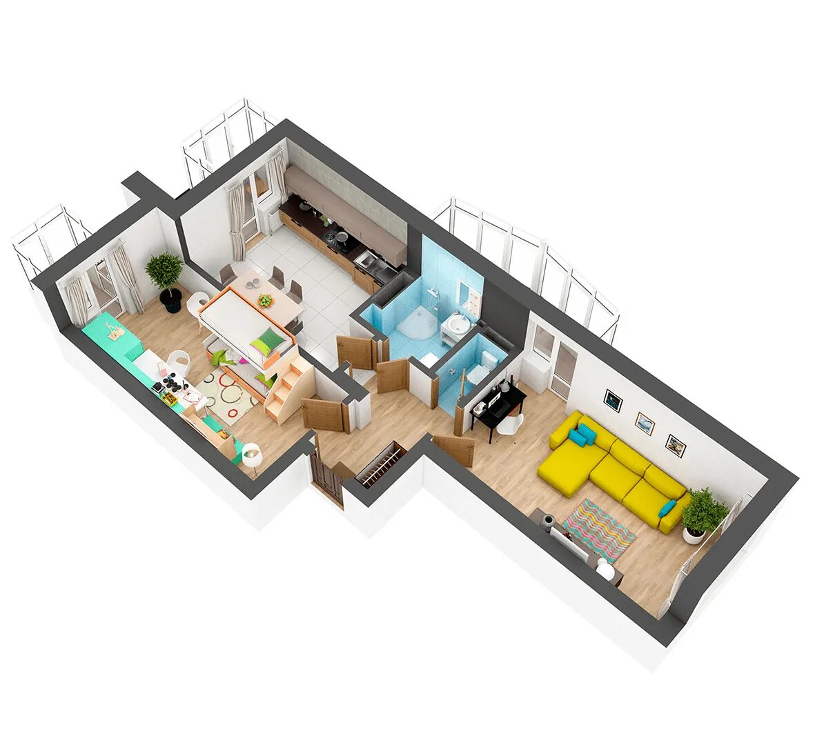 Квартира распашонка 3 комнатная планировка Дизайн 2 комнатной квартиры распашонки - 18. Дизайн 2 комнатной квартиры.