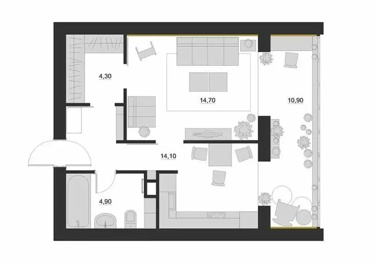 Квартира с двумя балконами планировка Pin on Планировки House, Floor plans, House 2