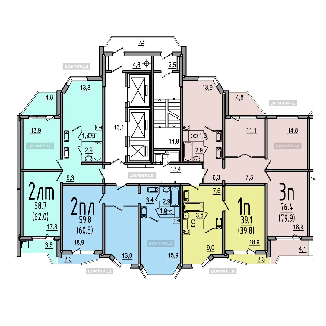 Квартира серии п 44т планировка П44Т-25-Тип1