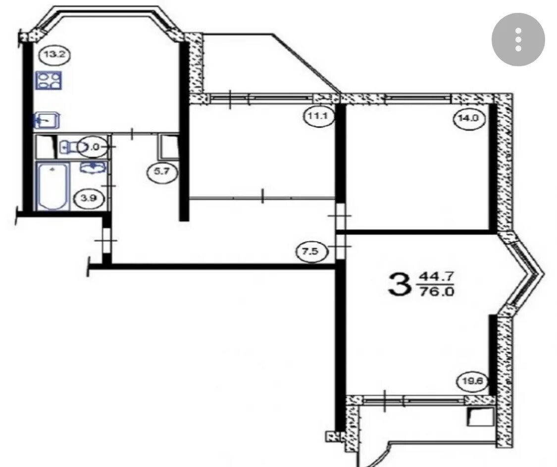 Квартира серии п 44т планировка Купить 3-комнатную квартиру, 76 м² по адресу Московская область, Лобня, Катюшки,