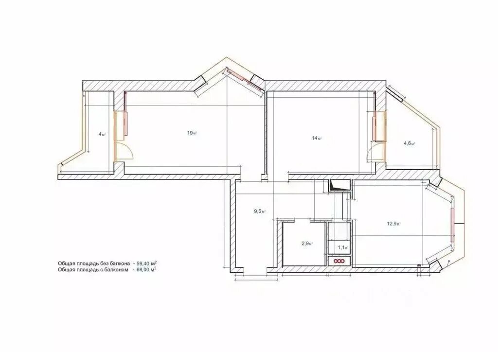 Квартира серии п 44т планировка 2-к кв. Москва Юрловский проезд, 14к1 (67.0 м), Снять квартиру в Москве, ID объе