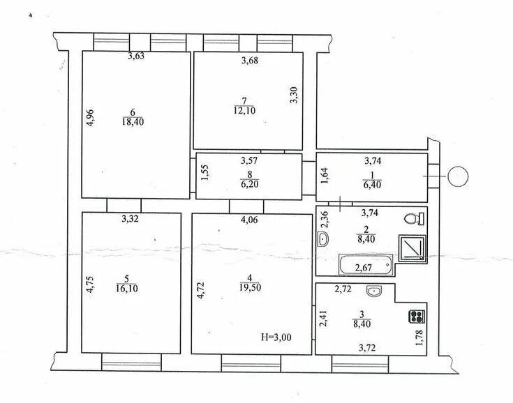 Квартира сталинка планировка 3 комнатная фото Продается четырехкомнатная квартира, Дружбы (Ленина), дом № 10, 5/5 эт. https://