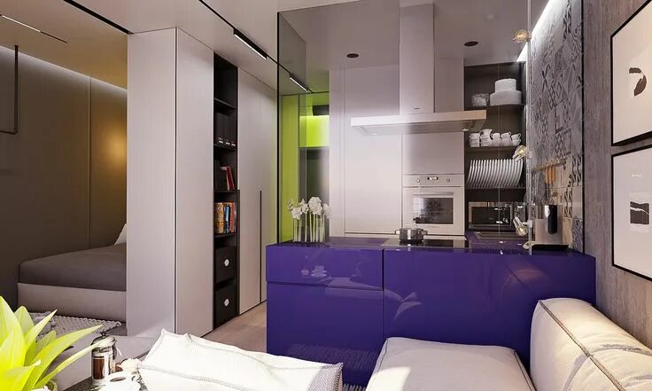 Квартира студия 26 кв м дизайн Small space interior design, Small apartments, Tiny apartments