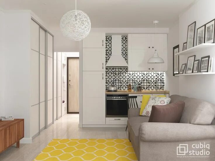 Квартира студия 27 кв м фото Квартира-студия: дизайн интерьера VK Small apartment interior, Small apartment d