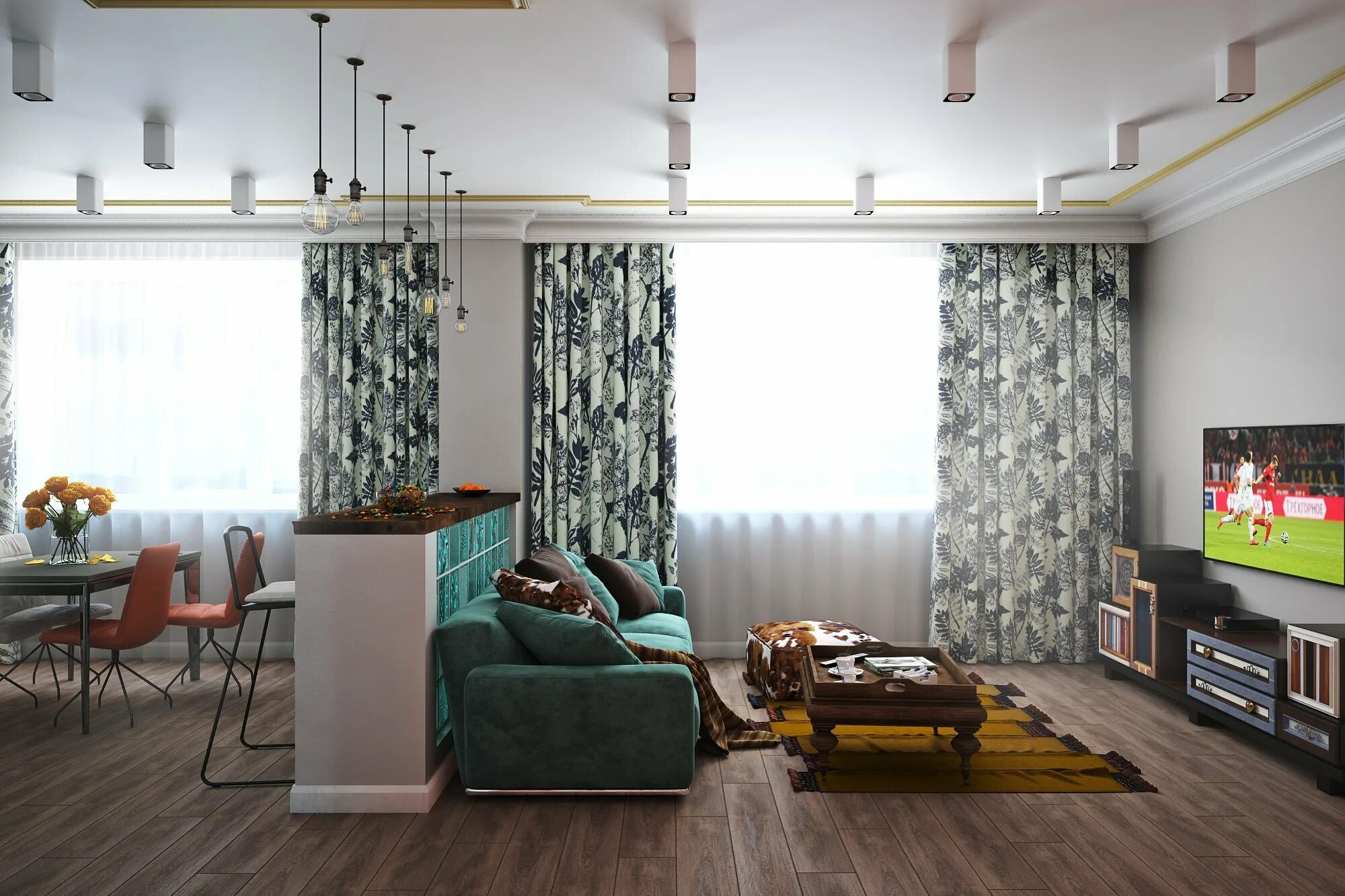 Квартира студия два окна дизайн Зонирование студии с двумя окнами - Гранд Проект Декор.ру