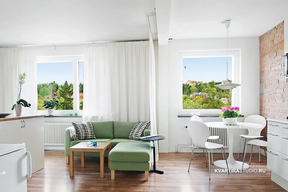 Квартира студия два окна дизайн Маленькая квартира-студия. Дизайн интерьера DedalDesign.ru - Part 268