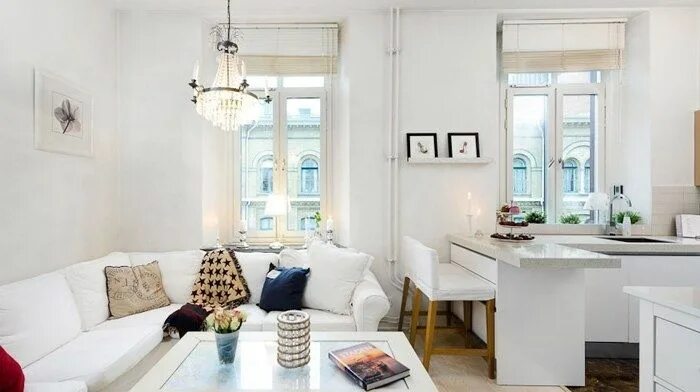 Квартира студия два окна дизайн Квартира 32 кв.м. - Дизайн интерьеров Идеи вашего дома Lodgers Decoración de una