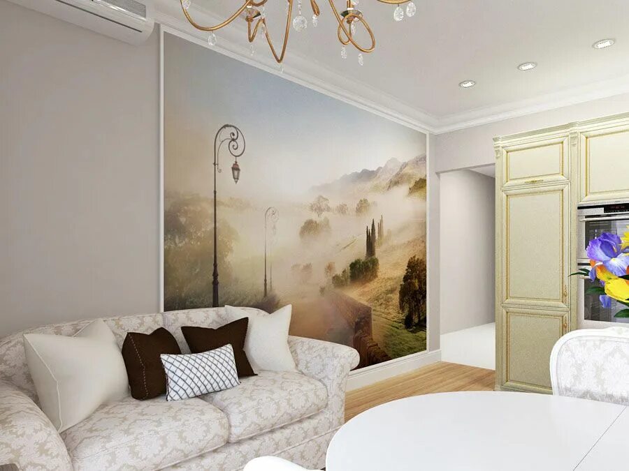 Квартира студия фото обои 3-D визуализация зоны гостиной Интерьер, Дизайн-проекты, Дизайн