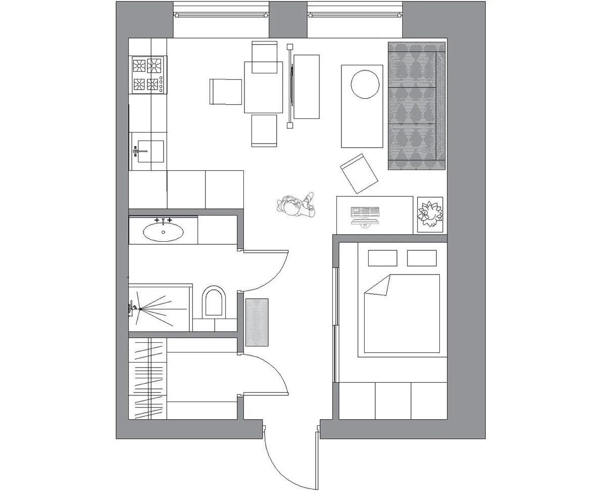 Квартира студия планировка 30 кв Делаем красивой и удобной крошечную квартиру: идеи для студий до 30 кв.м - совет