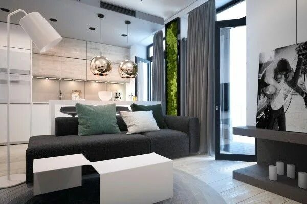 Квартира студия современный дизайн интерьера Small Apartments With Cheerful Colorful Accents Apartment interior design, Furni