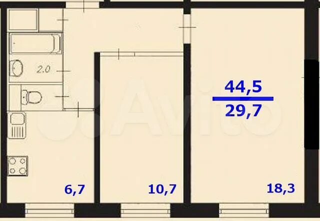 Квартира ташкентской планировки 2-к квартира, 45 м², 6/9 эт. на продажу в Москве Купить квартиру Авито