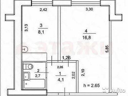 Квартира ташкентской планировки 1-к квартира, 31.7 м², 4/16 эт. в аренду Тольятти Снять квартиру Авито