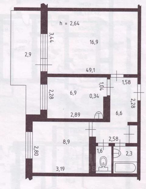 Квартира ташкентской планировки Продаю двухкомнатную квартиру 43.2м² Приморский бул., 38, Тольятти, Самарская об