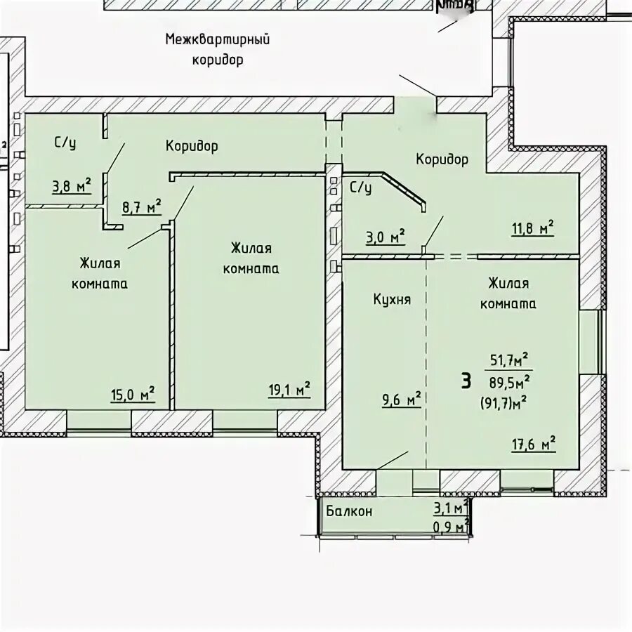 Квартира ульяновской планировки в тольятти Продажа 3-комнатной квартиры 91,7 м² по адресу Тольятти, 14-й квартал, Жилой ком