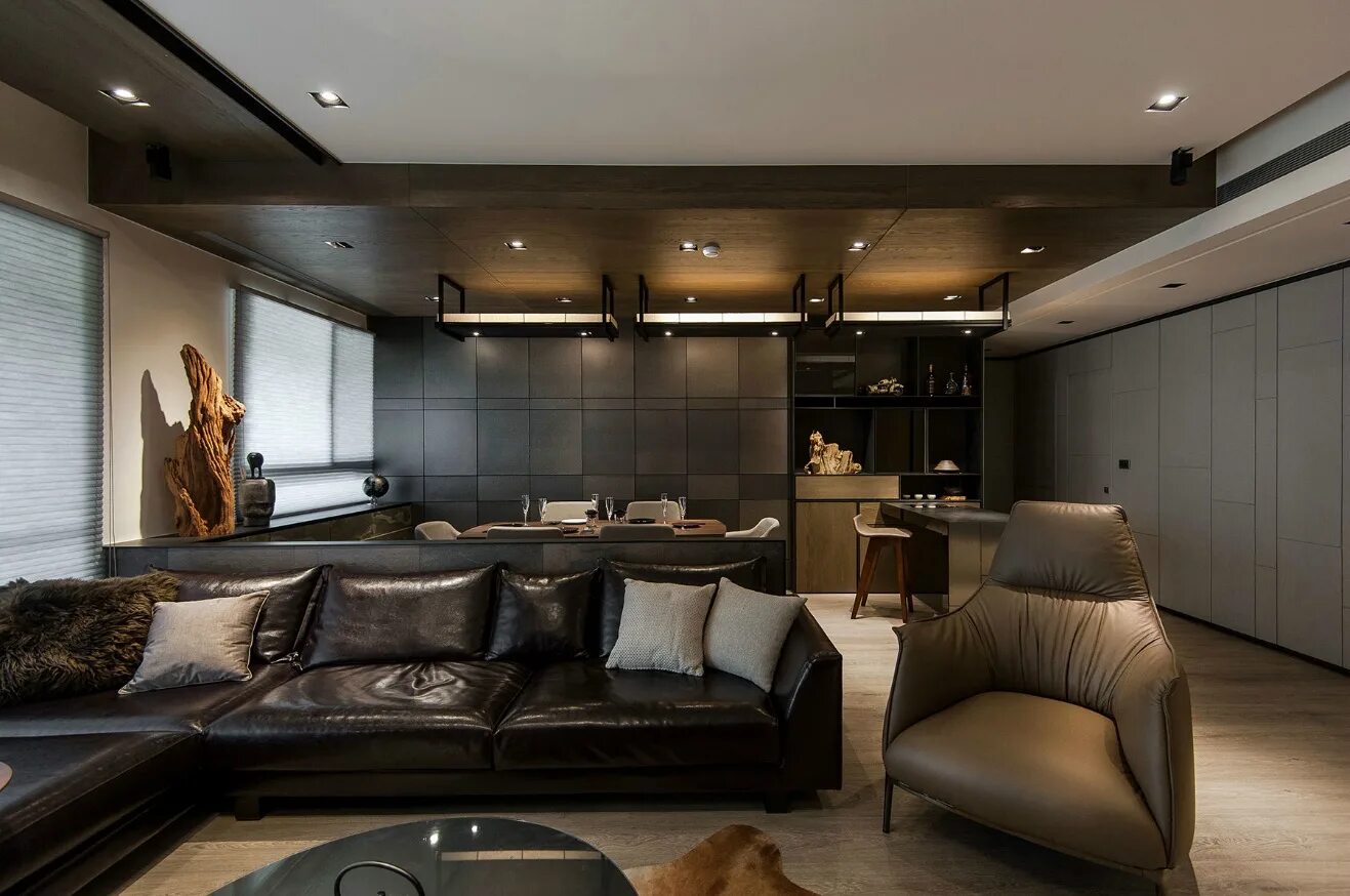 Квартира в мужском стиле Stone and Wood Make a Dark, Masculine Interior Masculine interior design, Interi