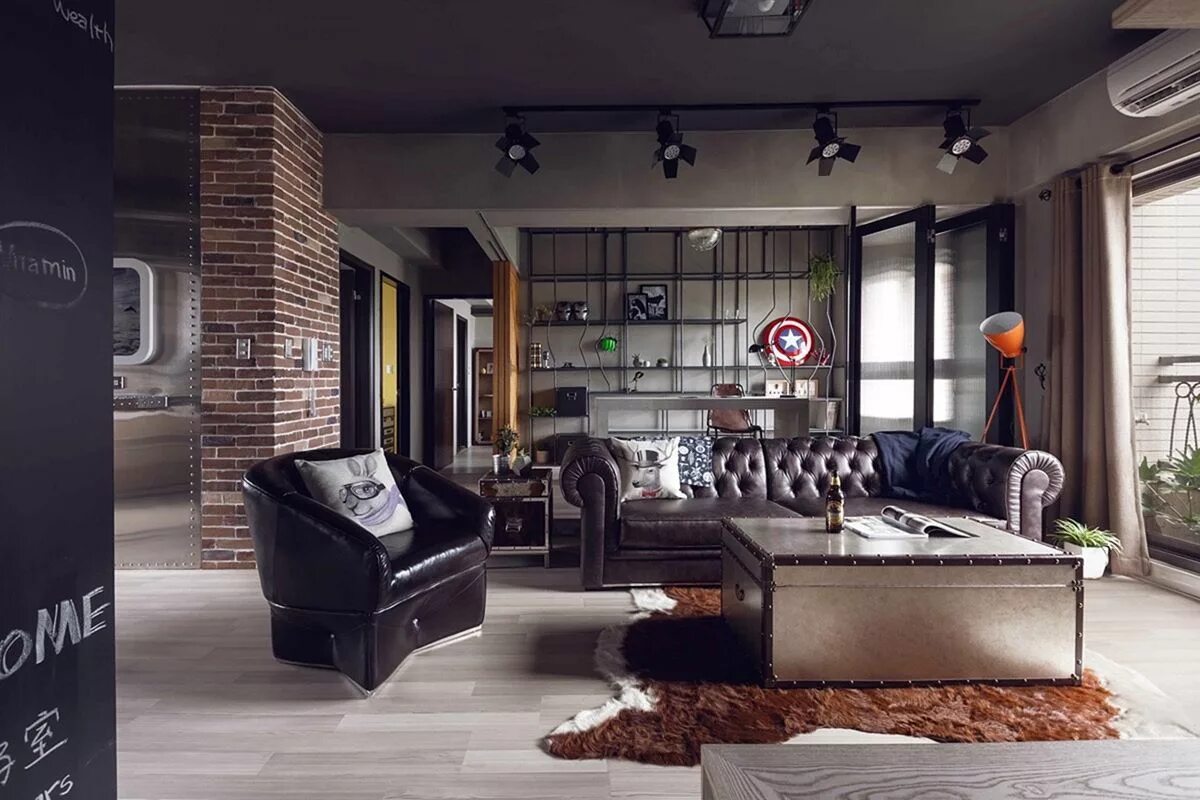 Квартира в мужском стиле 25+ Amazing Industrial Living Room Design and Decor Ideas Projeto de apartamento